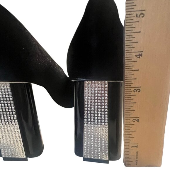 Kate Spade Sybil Black Velvet Rhinestone Block Heels Pumps Size 7 NIB - Picture 11 of 11